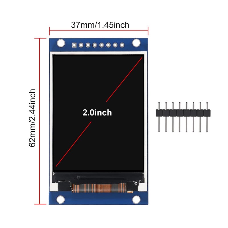 XIITIA 2pcs 2.0" HD IPS TFT LCD Display Module 240x320 RGB LCD Screen 3.3V ST7789 Drive SPI Interface 8pin Full Color for Arduino DIY - Image 3